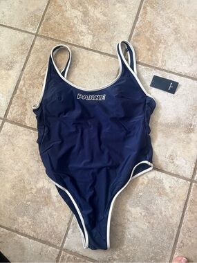 Parker Navy One-Piece Swimsuit with White Trim